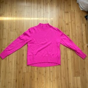 J. Crew magenta cashmere standing collar mockneck turtleneck sweater